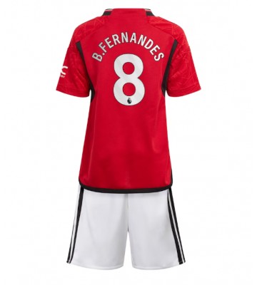 Manchester United Bruno Fernandes #8 Hjemmebanesæt Børn 2023-24 Kort ærmer (+ korte bukser)